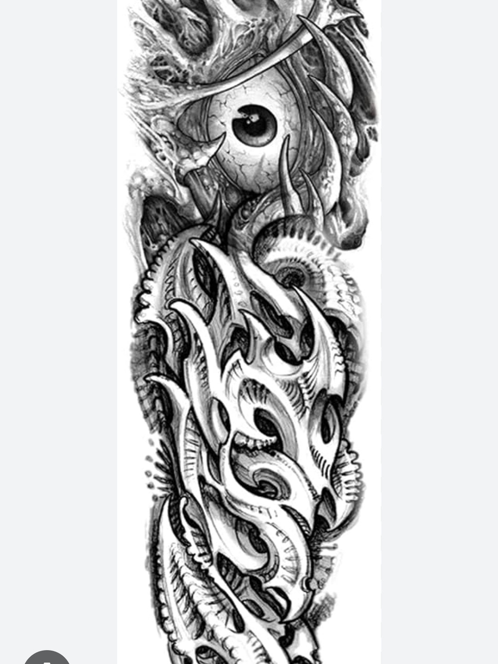 Black Biomechanical Full Sleeve Temporary Tattoo - Picture 4 of 4